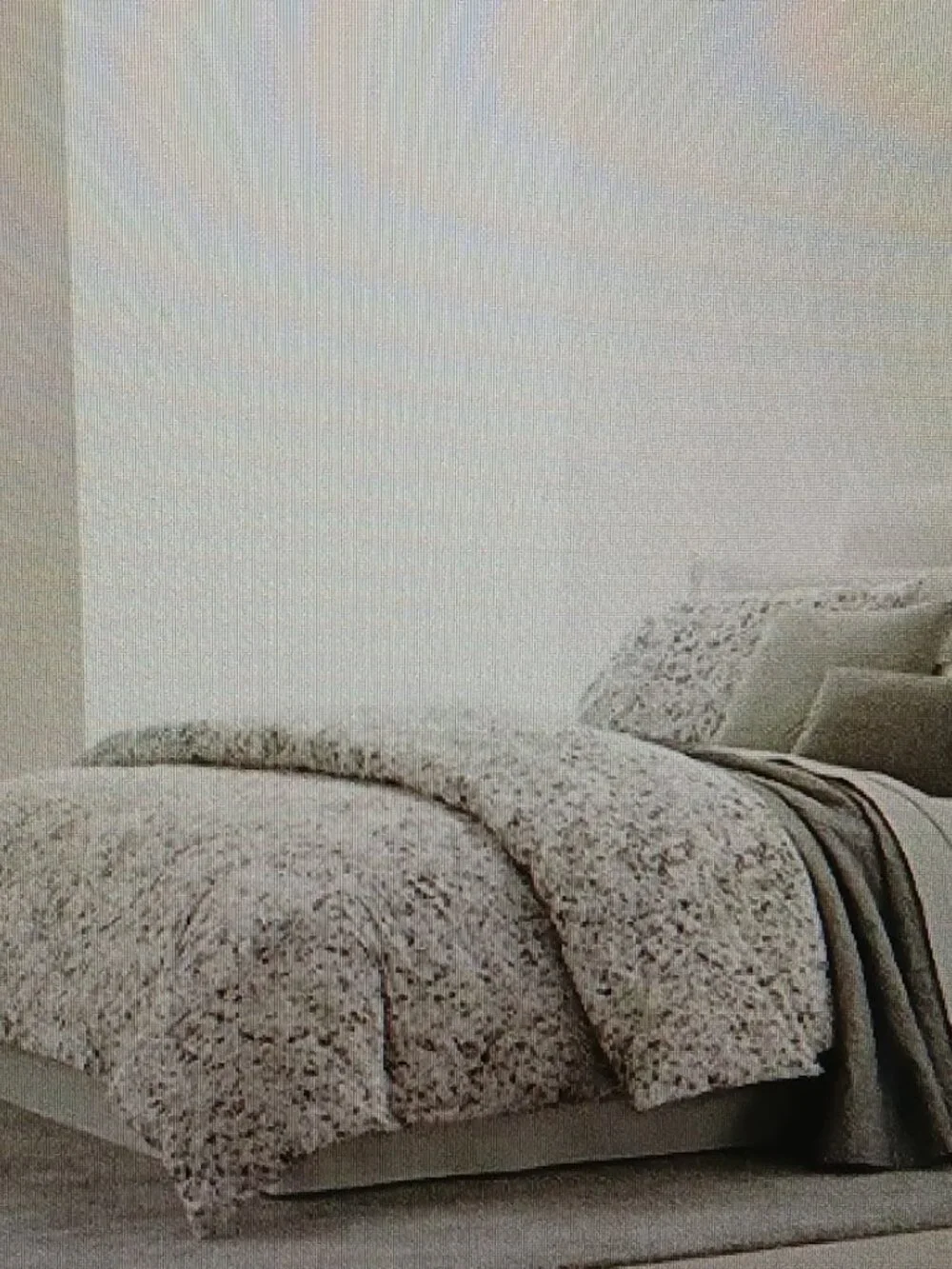 Calvin Klein Nocturnal Blossoms Duvet Cover and 2 Shams - grey and ivory - Queen